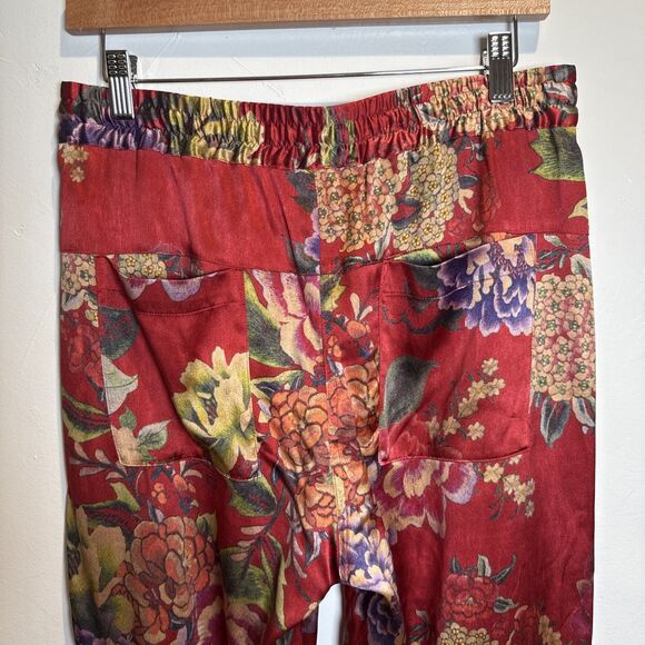Biya Johnny Was Silk Floral Crop Pants Women's Size XS Pull On Pockets - Picture 7 of 16